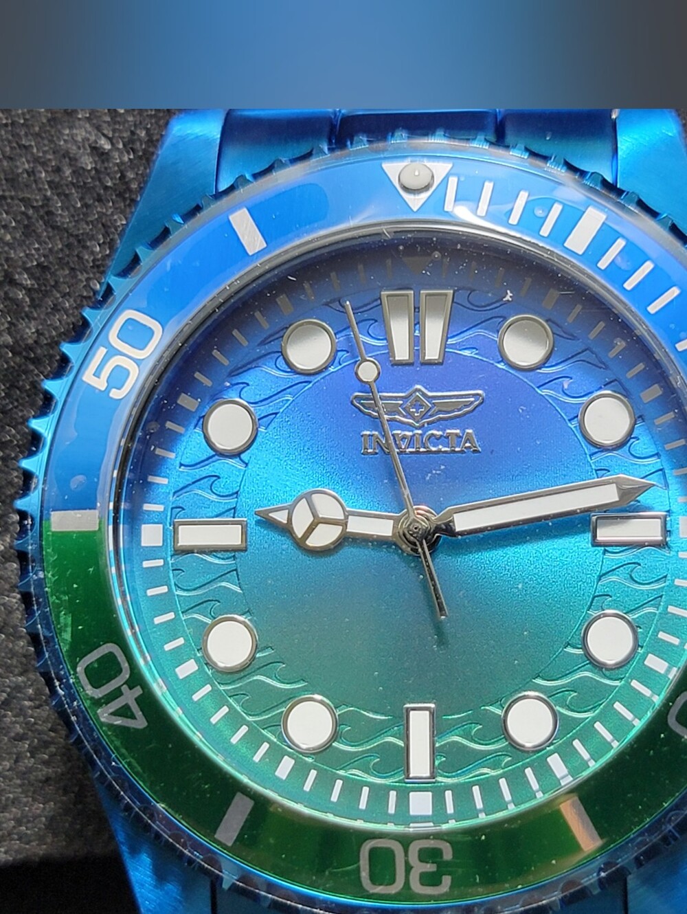 Invicta ⌚️ Pro Diver Kromatyk 43mm Blue Steel Watch Gradient Green Dial 50966 - Picture 5 of 11